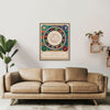 Colorful custom astrology birth chart in living room with plants and sofa - get beautiful custom astrology birth charts online